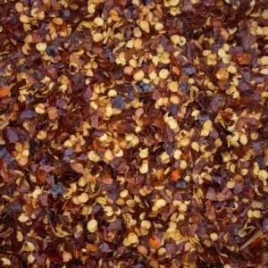 Capsicum annum flakes dry herb close-up