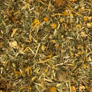 cool kids childrens calming tea blend by roncys apothecary and clinic with catnip, chamomile, lemonbalm, linden, marigold, oatstraw