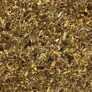 cold and flu fighter tea blend by roncys apothecary and clinic with echinacea, cleavers, elderberry, elderflower, eyebright, ginger, licorice, peppermint