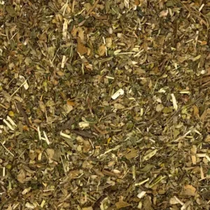 seasonal allergies tea blend by roncys apothecary and clinic with goldenrod, plantain, mullein, stinging nettle leaf, ginkgo, eyebright, fennel, indian tobacco