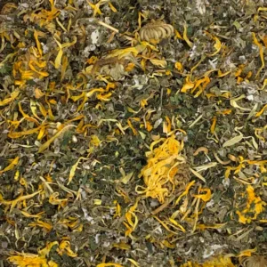 baby bloom pregnancy tea blend by roncys apothecary and clinic with raspberry leaf, stinging nettle, and calendula