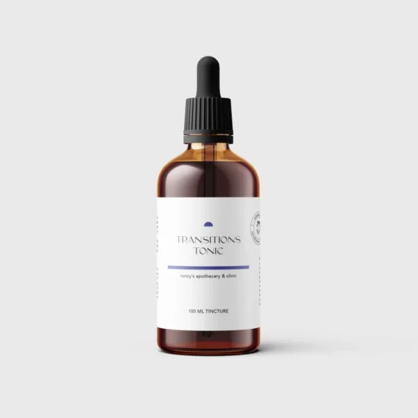 100mL amber bottle herbal transitions tonic tincture blend by roncy's apothecary & clinic